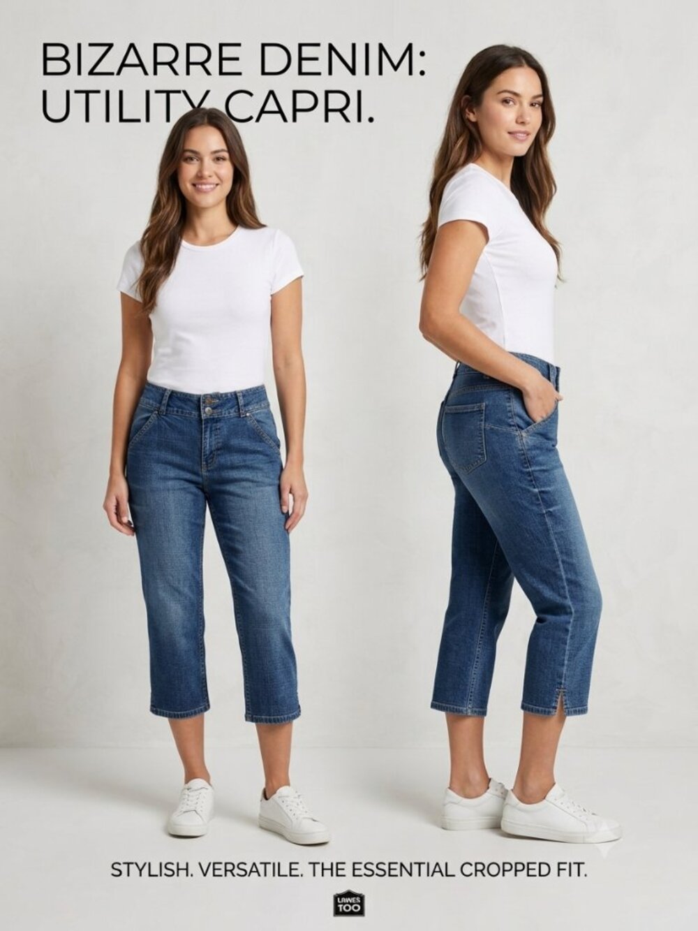 Bizarre Denim Women's Blue Wash Utility Capri Jeans - Size 27